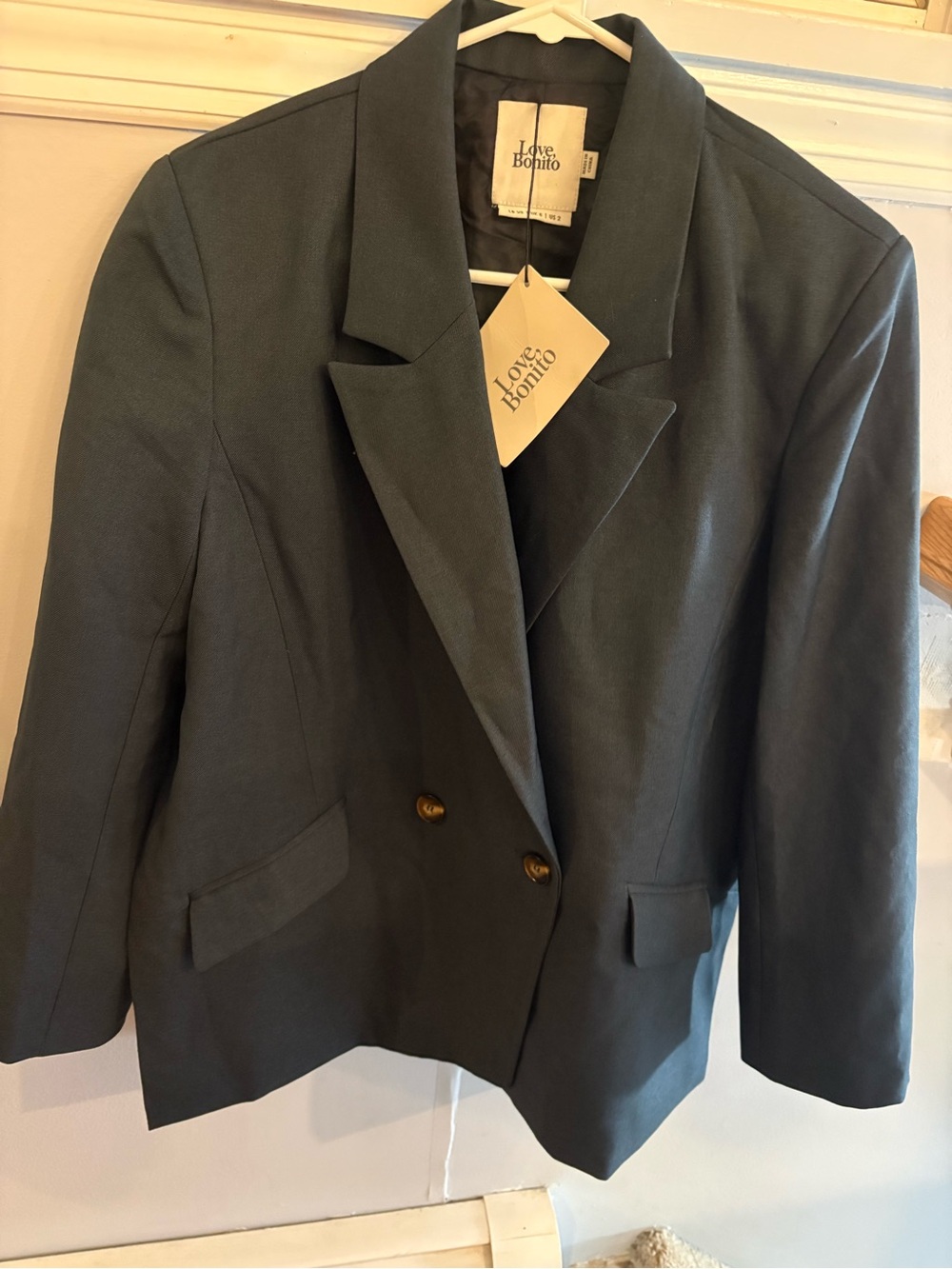 Love Bonito Women's Double-Breasted Slate Blue Blazer